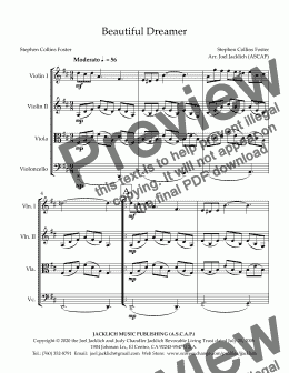 page one of Beautiful Dreamer (for String Quartet)