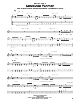 page one of American Woman (Guitar Tab)