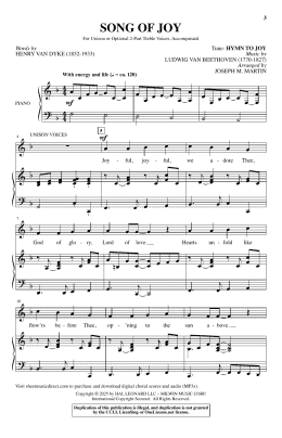 page one of Song Of Joy (Choir)