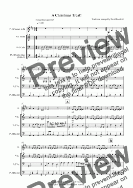 page one of A Christmas Treat! for Clarinet or Violin, Cello and Double Bass Trio