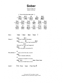 page one of Sober (Guitar Chords/Lyrics)