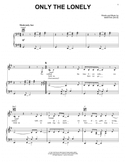 page one of Only The Lonely (Piano, Vocal & Guitar Chords (Right-Hand Melody))