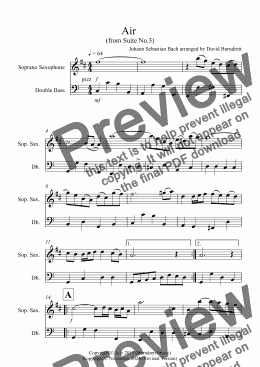 page one of Air of a G String for Soprano Saxophone and Double Bass Duet