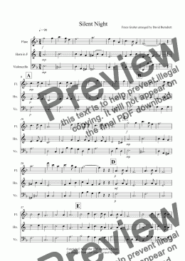 page one of Silent Night for Flute, Horn and Cello Trio