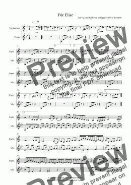 page one of Für Elise for Euphonium and Violin Duet