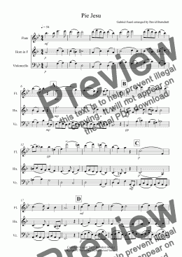 page one of Pie Jesu (from Requiem) for Flute, Horn and Cello Trio