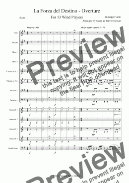 page one of La Forza del Destino - Overture - Verdi - 13 Wind - Score