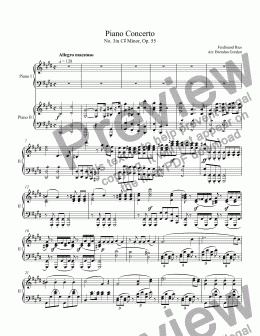 page one of Piano Concerto No. 3 in C-sharp Minor by Ferdinand Ries, 2-piano score