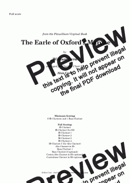 page one of The Earle of Oxford's March - (Clarinet Choir)