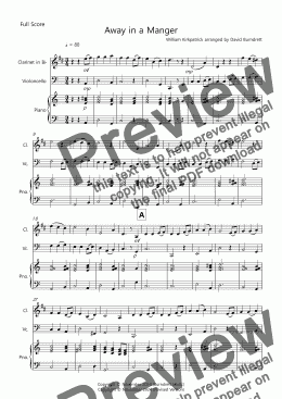 page one of Away in a Manger for Clarinet and Cello Duet