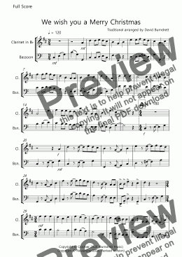 page one of We wish you a Merry Christmas for Clarinet and Bassoon Duet