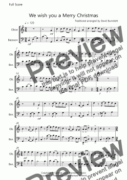 page one of We wish you a Merry Christmas for Oboe and Bassoon Duet