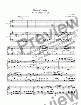 page one of Piano Concerto No. 6 in C by Ferdinand Ries, 2-piano score