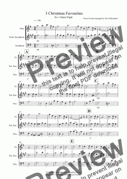 page one of 3 Christmas Favourites for Flute, Tenor Saxophone and Trombone Trio