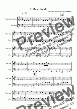 page one of In Dulci Jubilo for Tenor Saxophone and Bassoon Duet