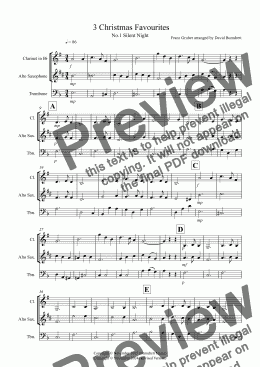 page one of 3 Christmas Favourites for Clarinet, Alto Saxophone and Trombone Trio