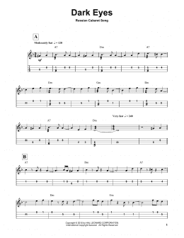 page one of Dark Eyes (Mandolin Tab)