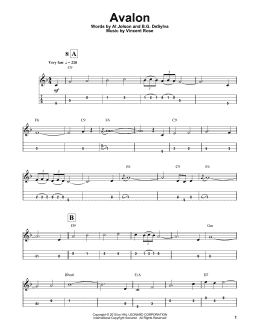 page one of Avalon (Mandolin Tab)