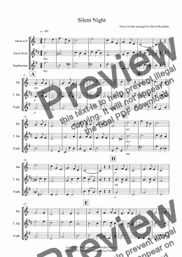 page one of Silent Night for Horn, Tenor Horn and Euphonium Trio