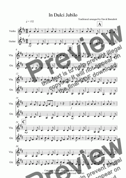 page one of In Dulci Jubilo for Violin and Guitar Duet