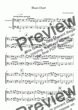 page one of Blues Duet for Trombone and Tuba 