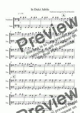 page one of In Dulci Jubilo for Trombone and Tuba Duet