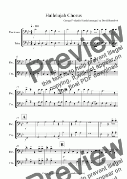 page one of Hallelujah Chorus for Trombone and Tuba Duet