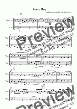 page one of Danny Boy for Trombone and Tuba Duet