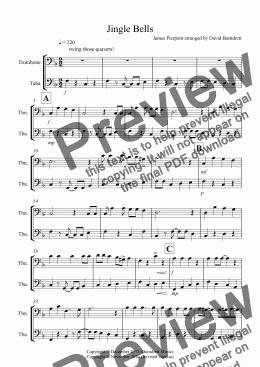 page one of Jingle Bells (Jazzy Style!) for Trombone and Tuba Duet