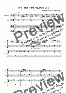 page one of In the Hall of the Mountain King for Trombone and Tuba Duet