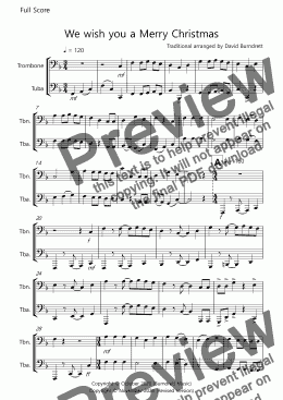 page one of We wish you a Merry Christmas for Trombone and Tuba Duet