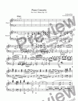 page one of Piano Concerto No. 4 in C Minor by Ferdinand Ries, 2-piano score