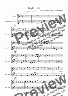 page one of Jingle Bells (Jazzy Style!) for Flute and Baritone Saxophone Duet