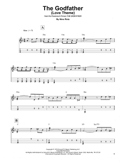 page one of The Godfather (Love Theme) (Mandolin Tab)