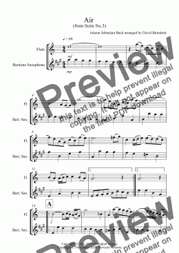 page one of Air on a G String for Flute and Baritone Saxophone Duet