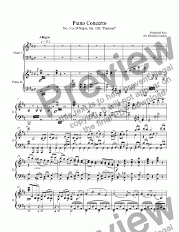 page one of Piano Concerto No. 5 in D by Ferdinand Ries, 2-piano score