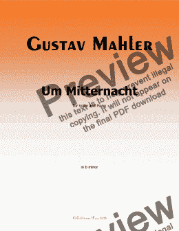 page one of G. Mahler-Um Mitternacht,in b minor