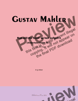 page one of G. Mahler-Nun will die Sonn so hell aufgehn(Kindertotenlieder Nr.1),in g minor