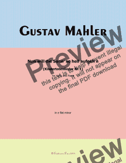 page one of G. Mahler-Nun will die Sonn so hell aufgehn(Kindertotenlieder Nr.1),in e flat minor