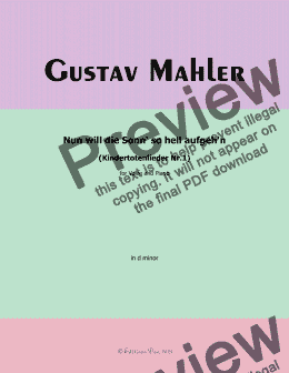 page one of G. Mahler-Nun will die Sonn so hell aufgehn(Kindertotenlieder Nr.1),in d minor