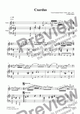 page one of Csardas [Monti] Violin version