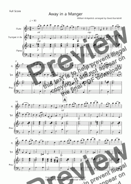 page one of Away in a Manger for Flute and Trumpet Duet