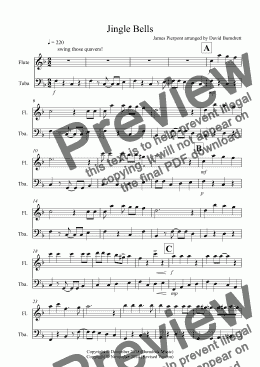 page one of Jingle Bells (Jazzy Style!) for Flute and Tuba Duet