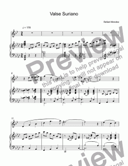 page one of Mendez, Rafael - Valse Suriano for trumpet Bb & piano