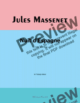 page one of Massenet-Nuit d'Espagne,in f sharp minor