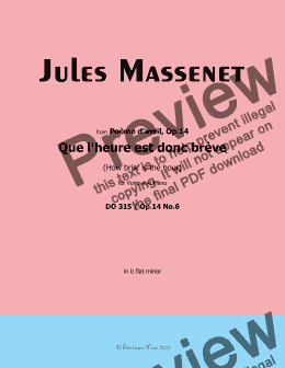 page one of Massenet-Que l'heure est donc brève,in b flat minor