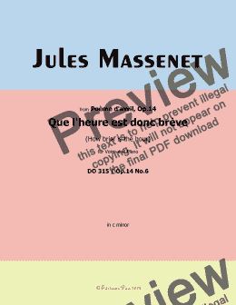 page one of Massenet-Que l'heure est donc brève,in c minor