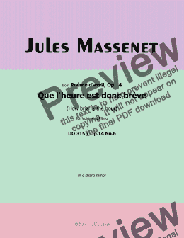 page one of Massenet-Que l'heure est donc brève,in c sharp minor