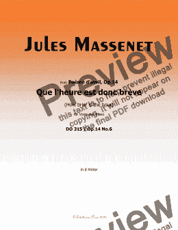 page one of Massenet-Que l'heure est donc brève,in d minor