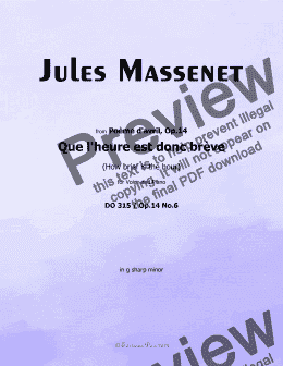 page one of Massenet-Que l'heure est donc brève,in g sharp minor